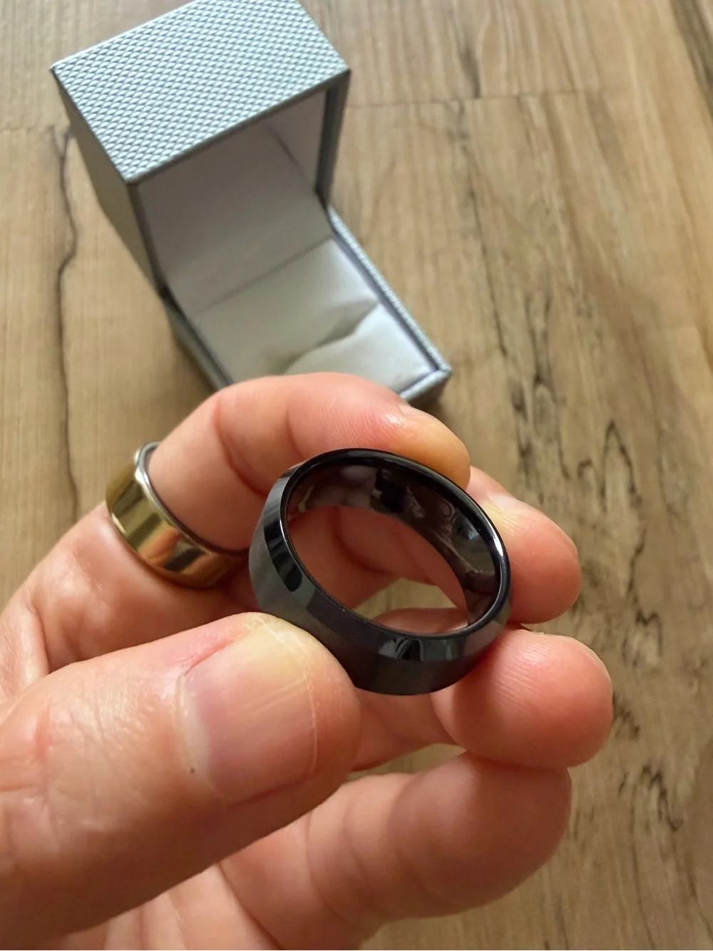 Torque Brushed Black Ceramic Men's Wedding Band - 8mm (Size 10)